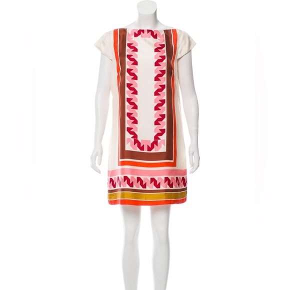 Milly New York | Silk Geometric Print Shift with Cap Sleeves– Size 4 - Picture 1 of 8